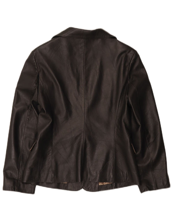 Icinoo Veste blazer en cuir à 1 bouton pour femme UK 10 Small Noir