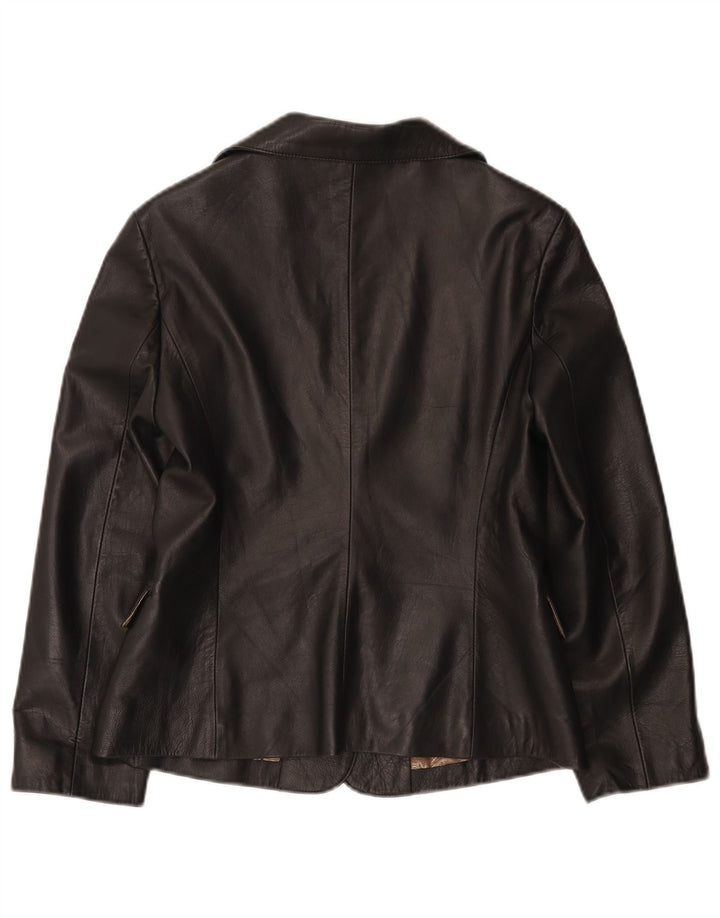 Giacca blazer in pelle da donna a 1 bottone Icinoo UK 10 piccola nera