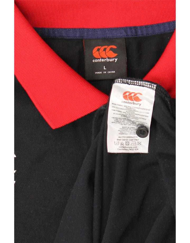 Cămașă polo cu grafică Canterbury pentru bărbați, mare, negru, poliester