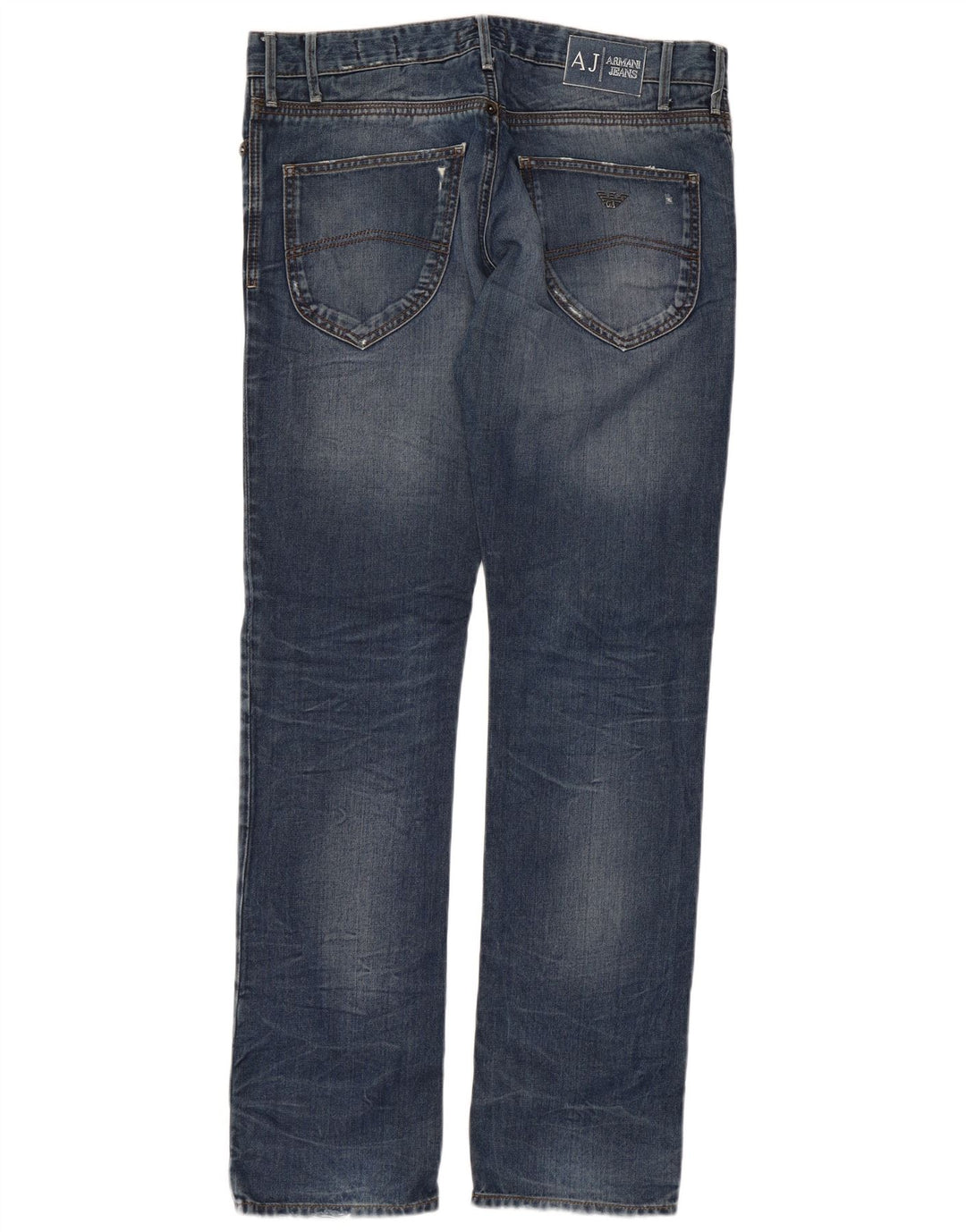 Armani Mens Distressed Slim Jeans W33 L33 Blue Cotton