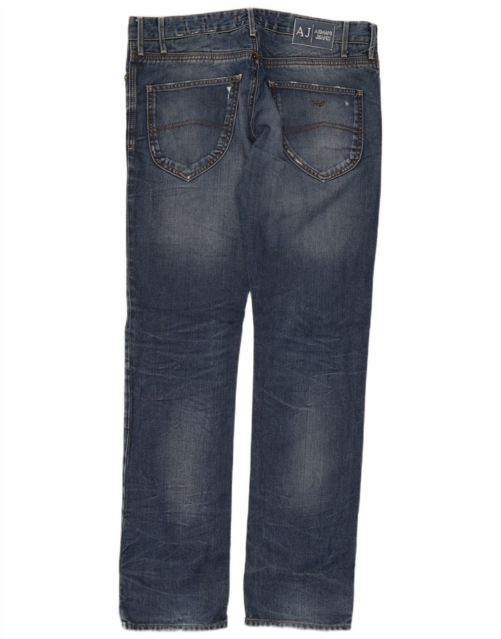 Armani Mens Distressed Slim Jeans W33 L33 Blue Cotton