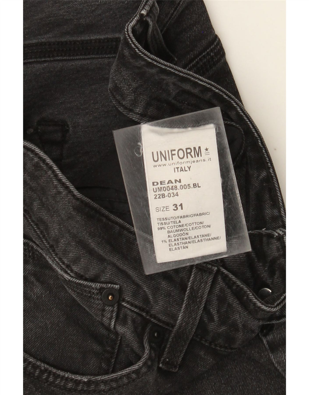 Uniform Mens Dean Slim Jeans W31 L26 Black Cotton