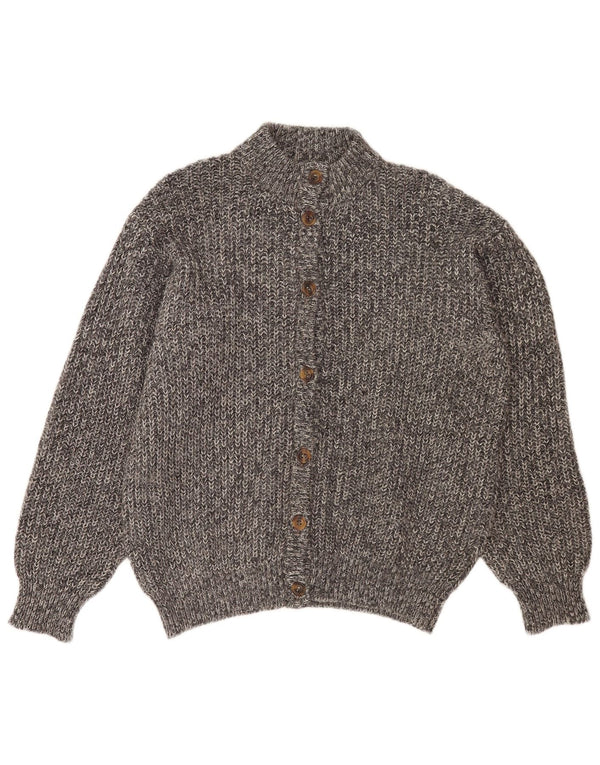 Sweter damski w stylu vintage, UK 14, średni szary, nakrapiana wełna z alpaki