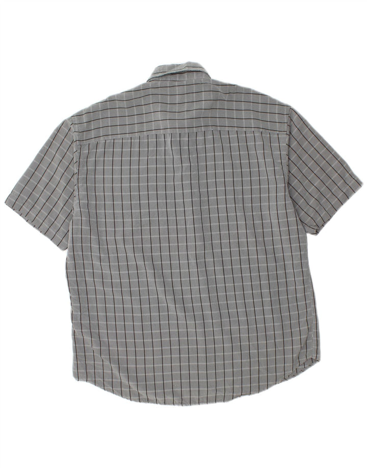 Мужская рубашка с коротким рукавом Pierre Cardin XL серая в клетку из полиэстера