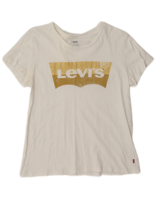 Γυναικείο γραφικό T-Shirt Levi's Top UK 14 Medium White
