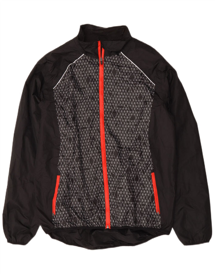 Crivit Mens Rain Jacket UK 46/48 XL Black Geometric Polyester