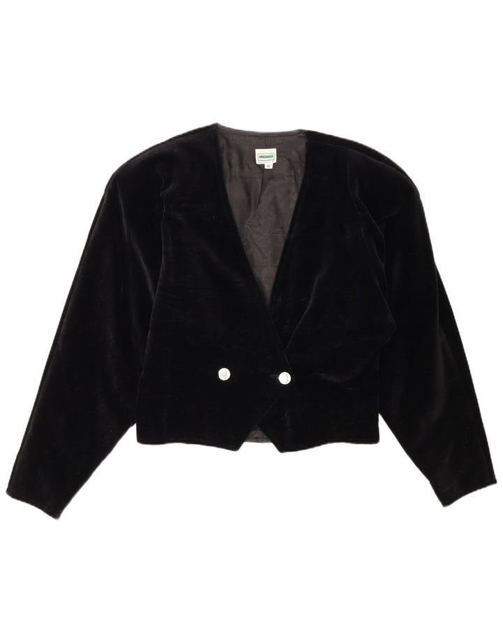 Vintage Damen Zweireihige Samt Bolero Jacke IT 42 Medium Schwarz