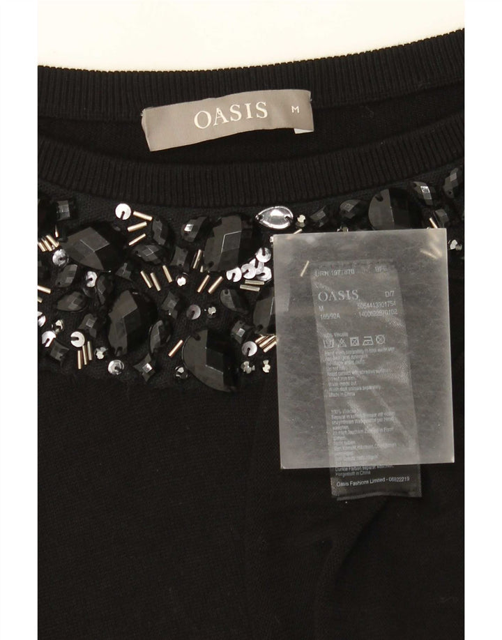 Maglione maglione con scollo a barca da donna Oasis UK 14 Viscosa nera media