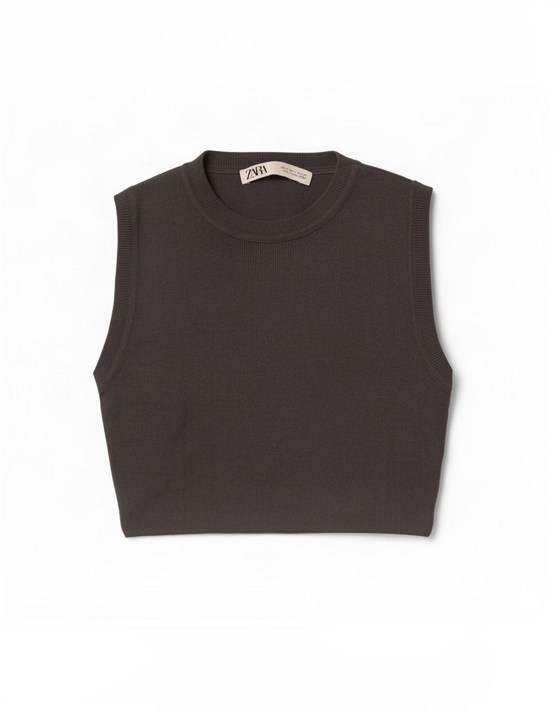 Zara Γυναικείο Crop Vest Top UK 12 Medium Grey Viscose