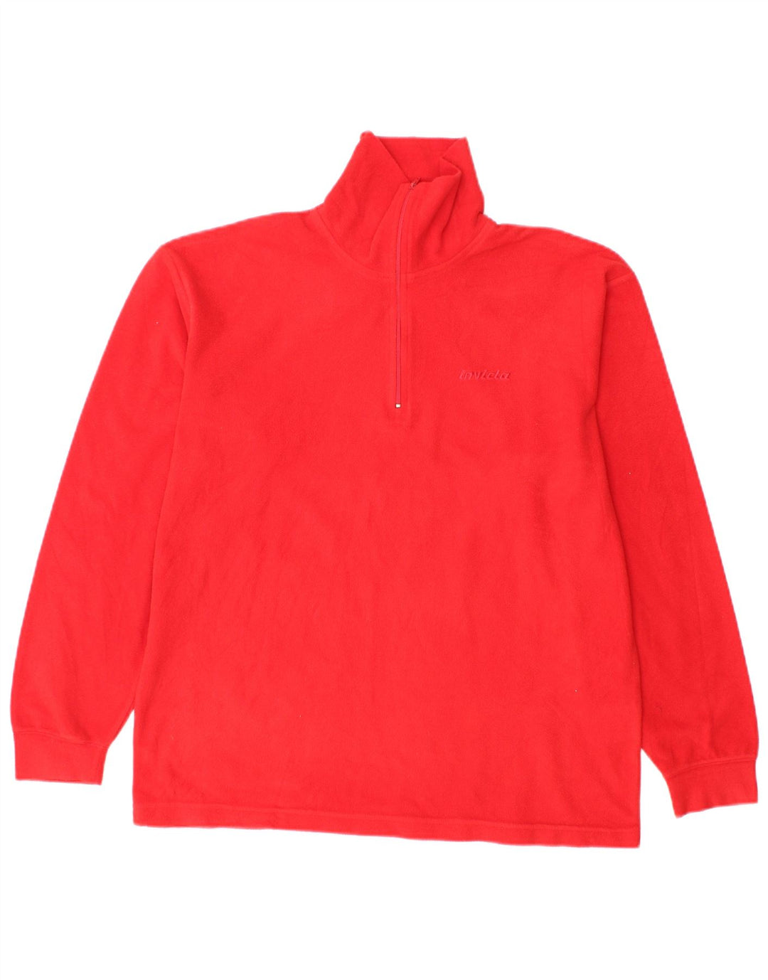 Invicta Herren-Fleecepullover mit Reißverschluss am Hals, kleines rotes Polyester
