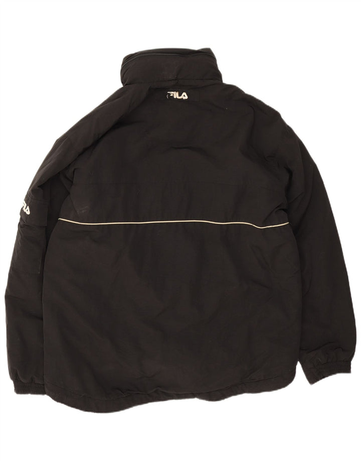 Jaqueta masculina Fila acolchoada com capuz UK 40 grande poliamida preta