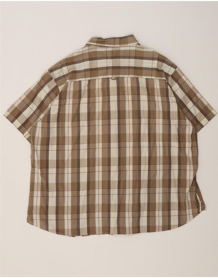 Animal Mens Short Sleeve Shirt 2XL Brown Check Cotton