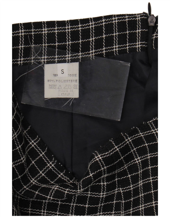 Vintage Womens Straight Skirt Small W26  Black Check Polyester