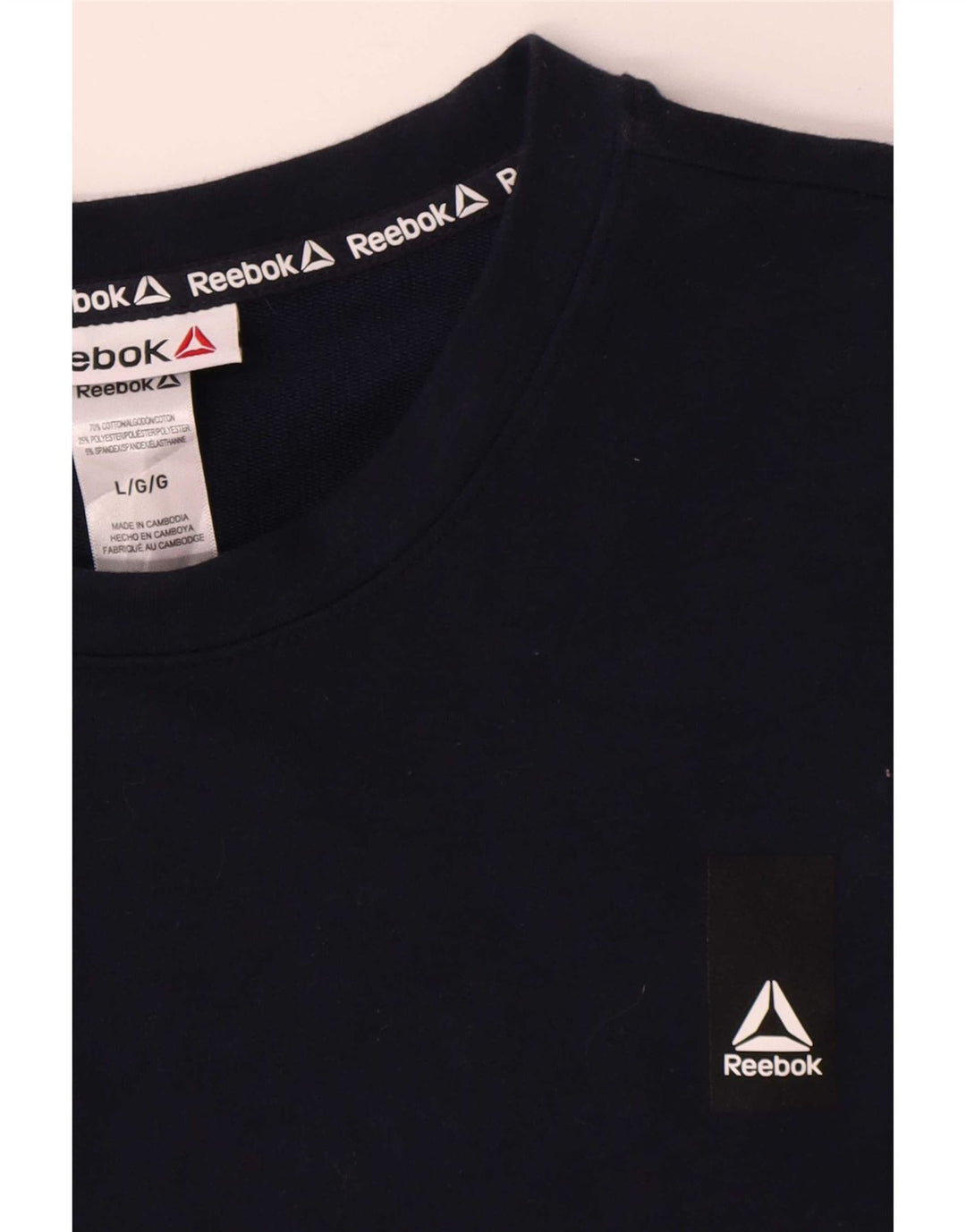 Felpa Reebok da uomo, maglione grande, in cotone blu navy