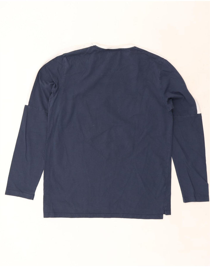 Ellesse Mens Graphic Top Long Sleeve Large Navy Blue Colourblock Cotton