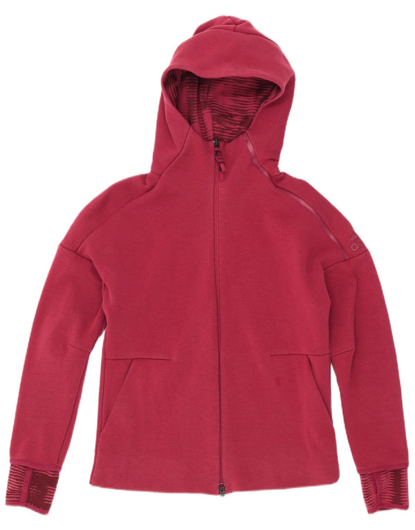 Maglione con cappuccio e zip da donna Adidas UK 14 Gessato medio bordeaux