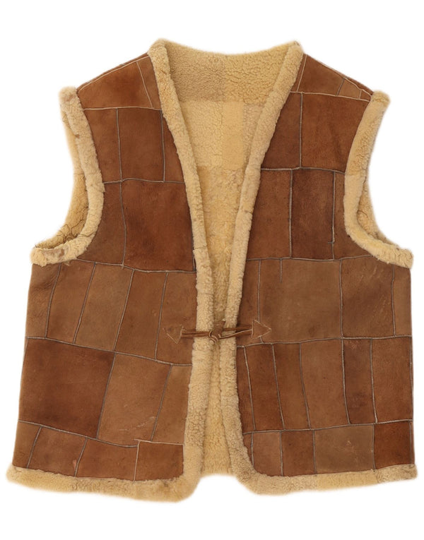 Gilet vintage da uomo in shearling UK 42 XL Marrone