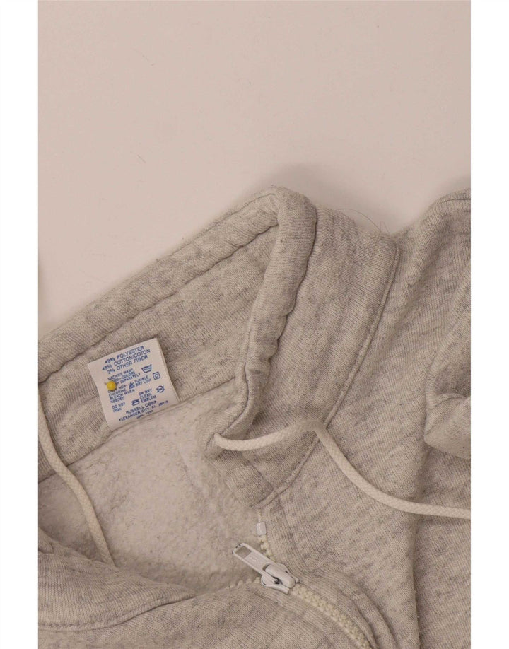Jerzees Womens Graphic Zip Neck Sweatshirt Jumper EU 46 XL Grey Flecked