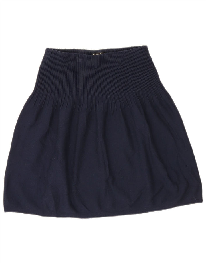 Massimo Dutti Womens Knit A-Line Skirt Small W26  Navy Blue Viscose