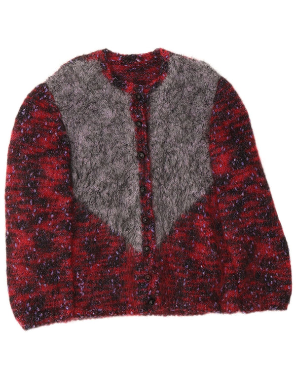 vintage Womens Cardigan Sweater UK 14 Grand Burgundy Colourblock