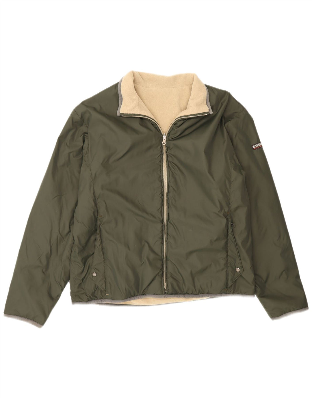 Giacca reversibile geografica da uomo Napapijri UK 40 Large Khaki