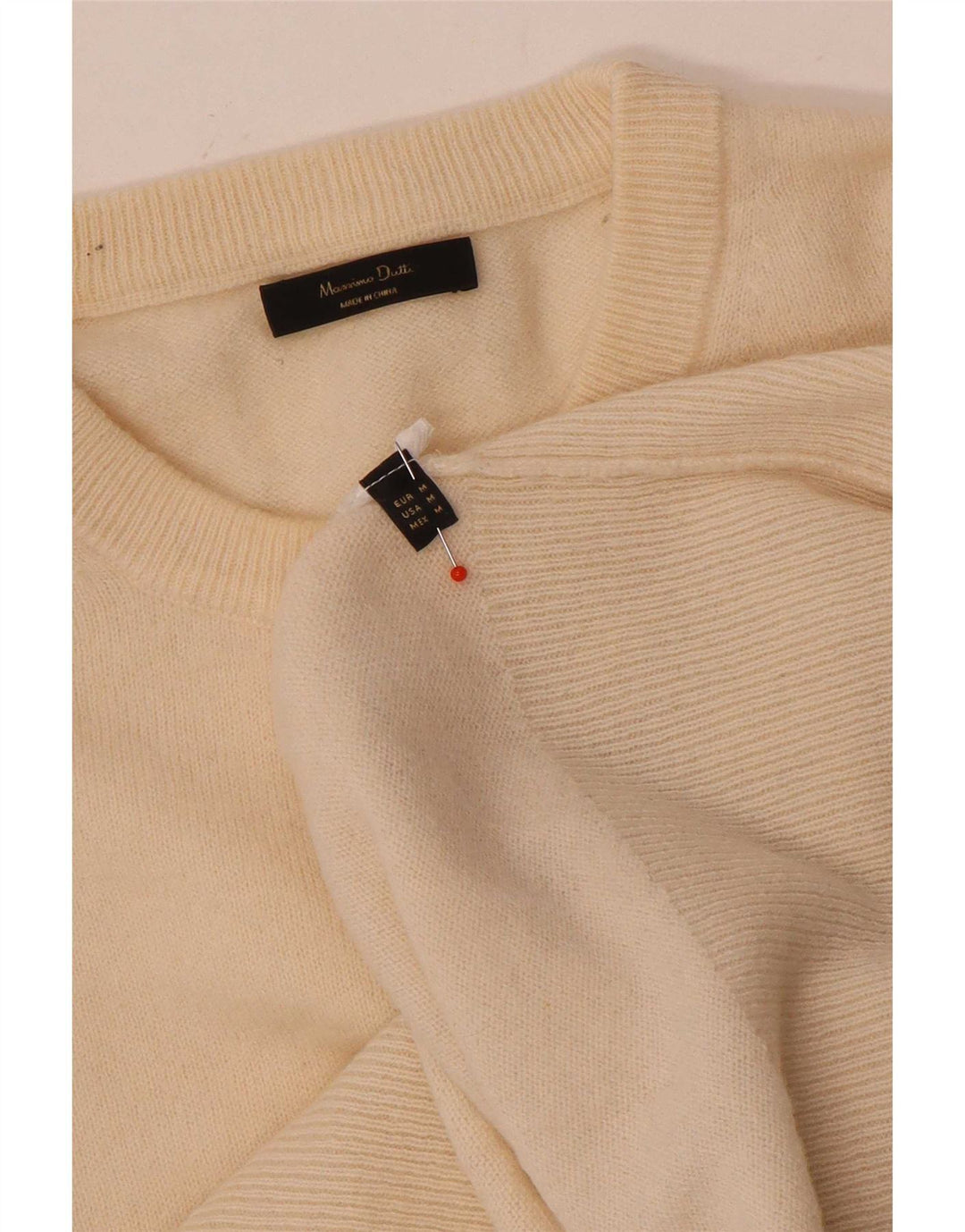 Sweter damski Massimo Dutti z okrągłym dekoltem, UK 14, średni beż