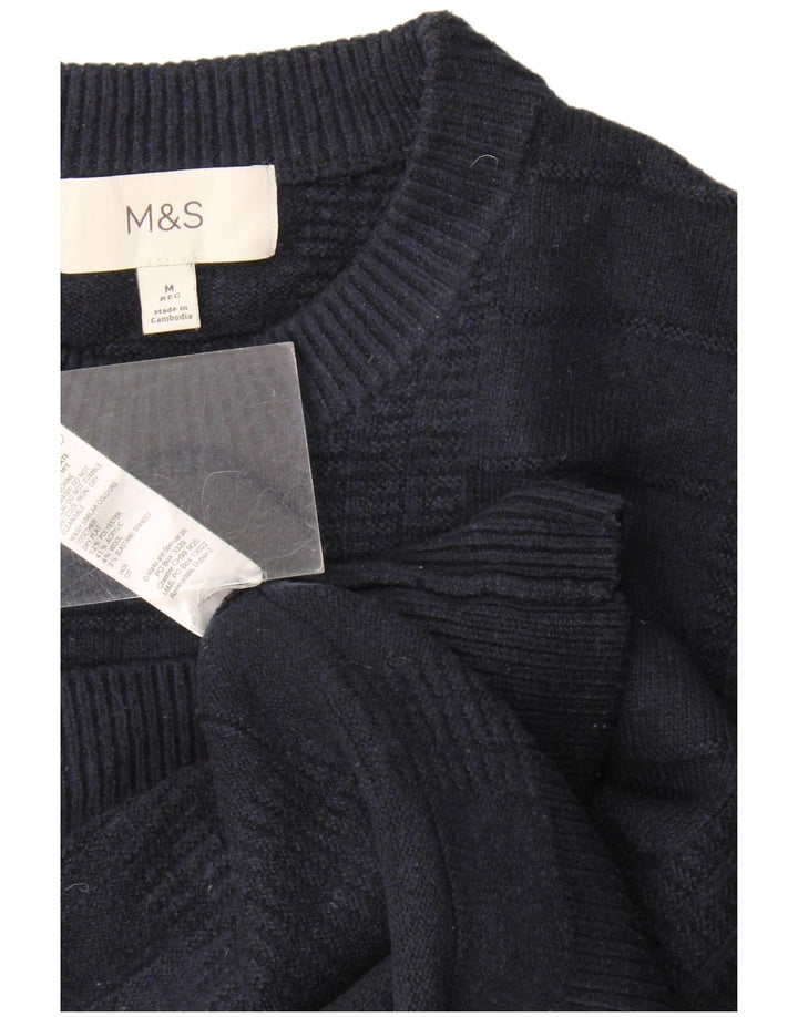 Marks & Spencer Mens Crew Neck Jumper Sweater Medium Navy Blue Polyester