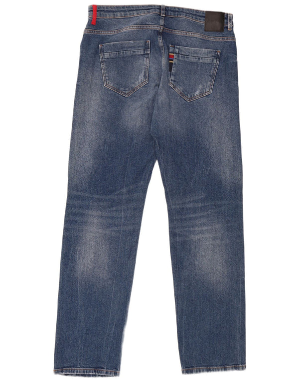 Desigual Mens Distressed Straight Jeans W36 L32 Blue Cotton