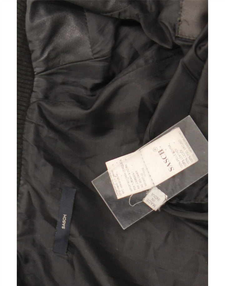 Sasch Womens Crop Læderjakke UK 14 Medium Black
