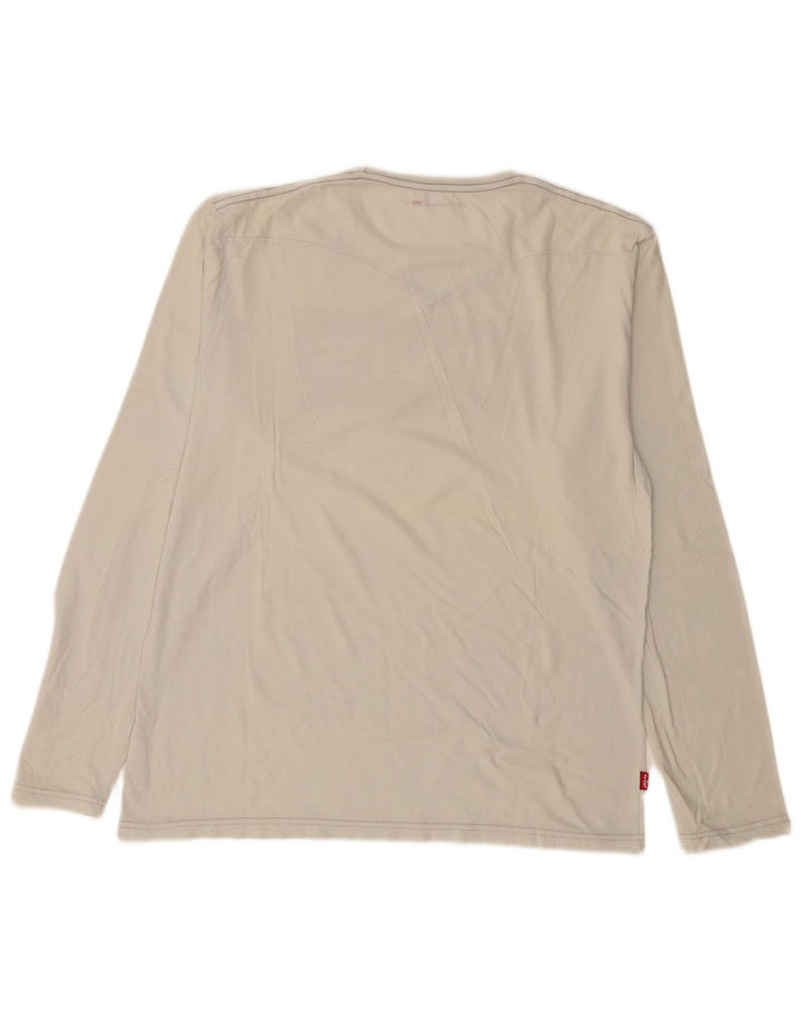 LEVI'S Mens Graphic Top Long Sleeve Large White Cotton