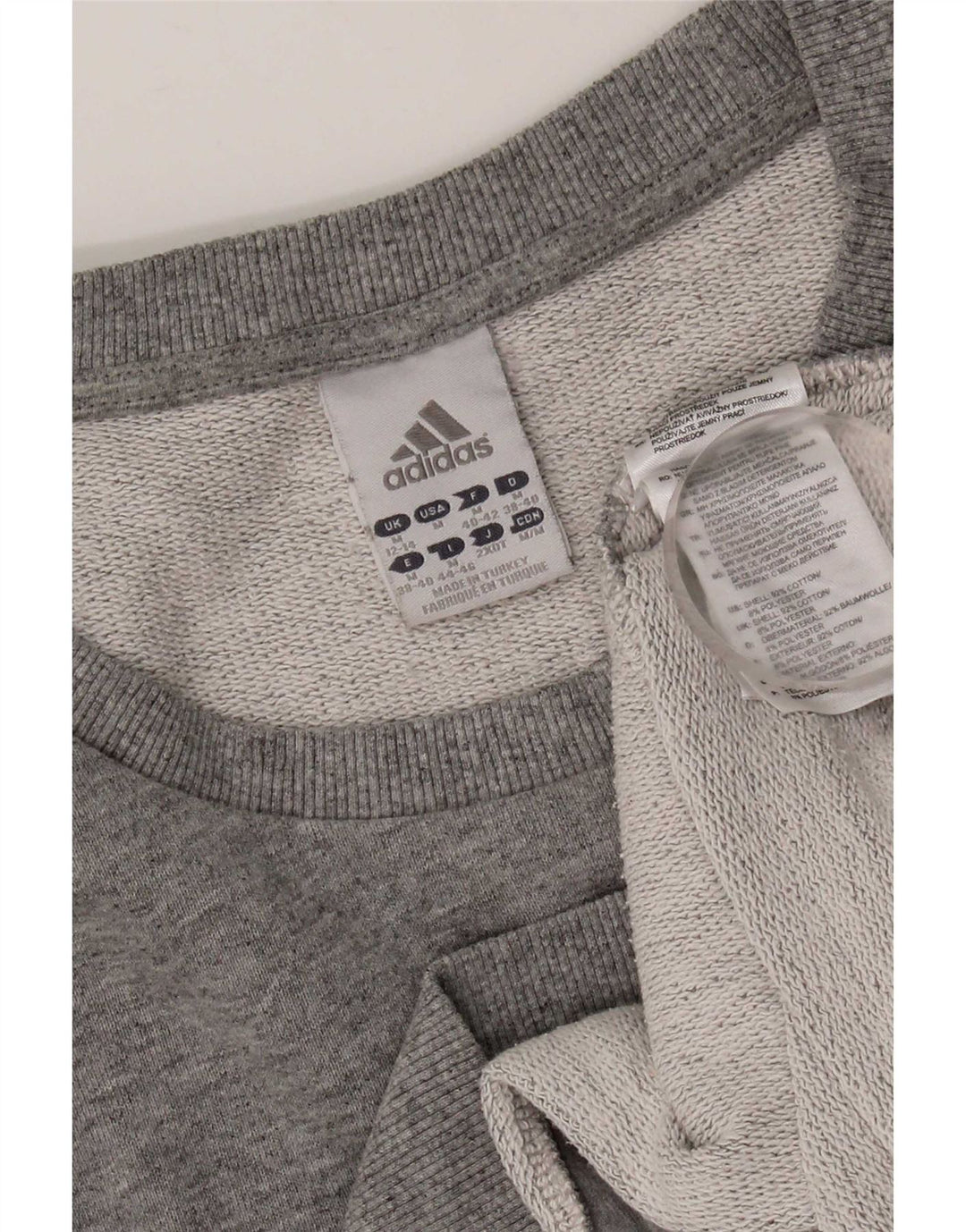 Adidas Womens Sweatshirt Jumper UK 12/14 Medium Grey Cotton