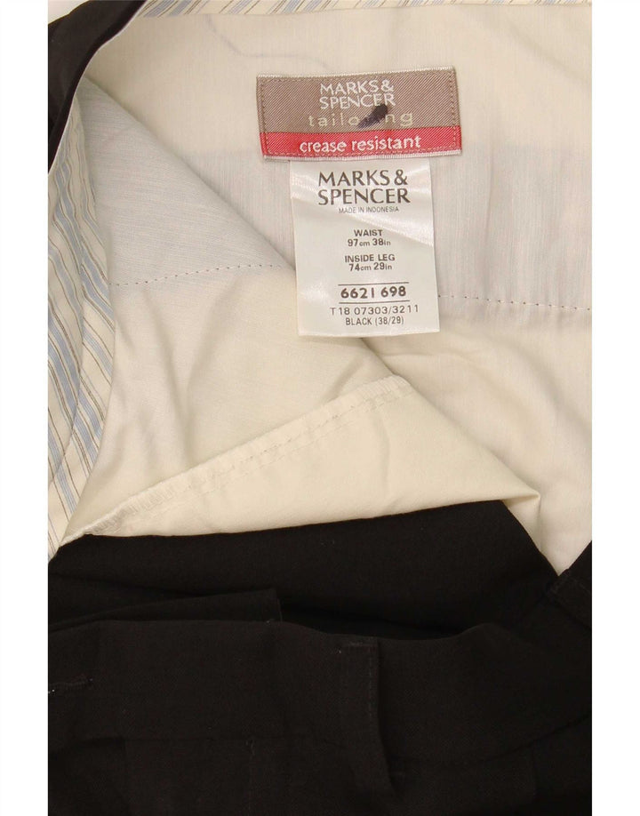 Marks & Spencer Herre Pegged Suit Bukser W38 L29 Sort Polyester