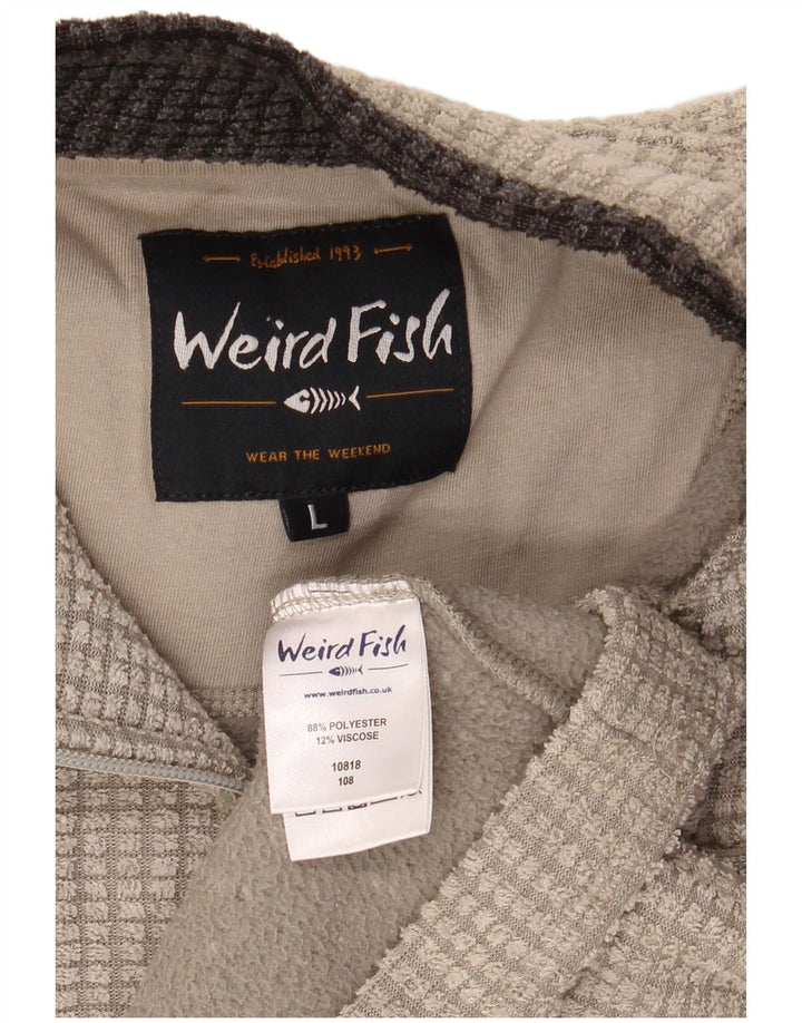 Weird Fish Pull à col zippé pour homme Large Beige Polyester
