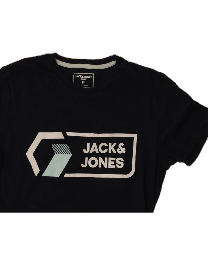 JACK & JONES Mens Graphic T-Shirt Top Medium Navy Blue Cotton Vintage Jack & Jones and Second-Hand Jack & Jones from Messina Hembry 