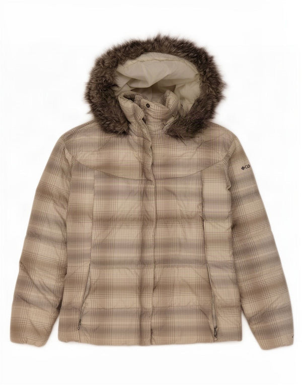 Columbia Chaqueta acolchada con capucha para mujer ES 40 XL Poliéster a cuadros gris