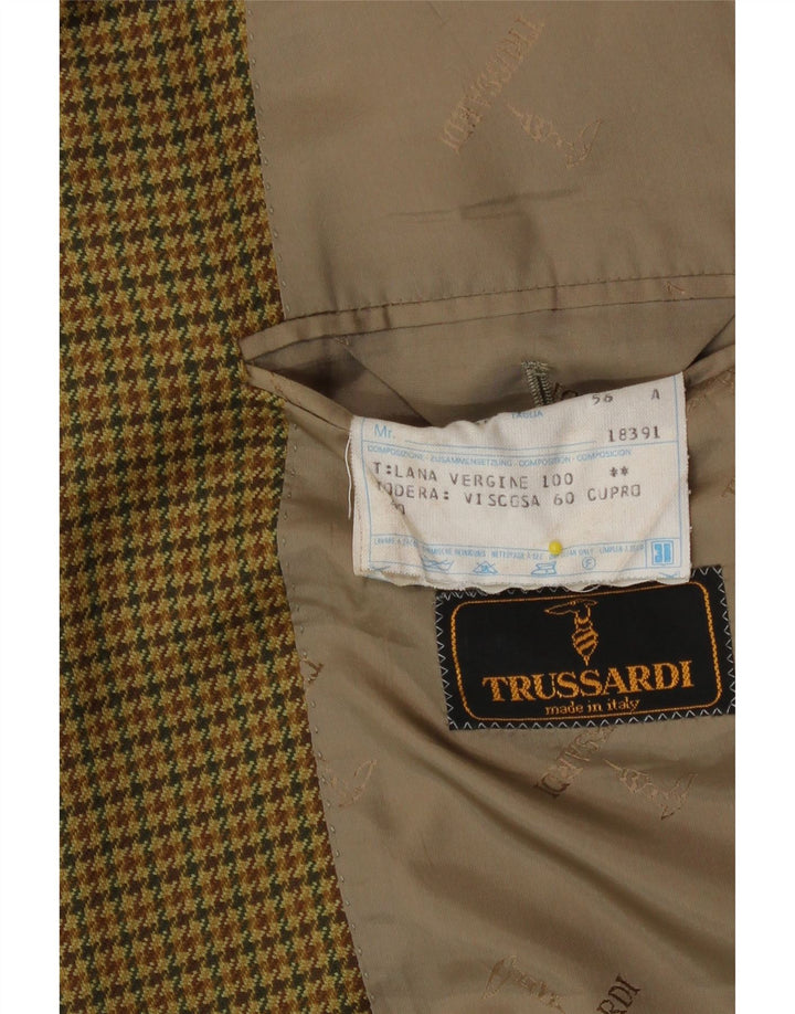 Giacca Blazer 2 Bottoni Uomo Trussardi IT 56 3XL Pied De Poule Beige