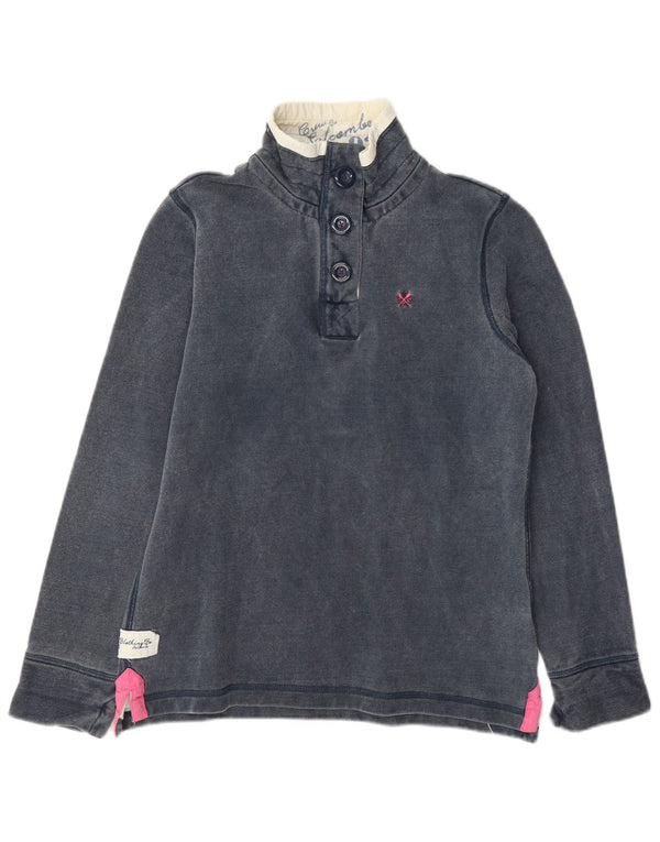 Crew Clothing Sweat-shirt à col boutonné pour femme UK 8 Small Bleu marine