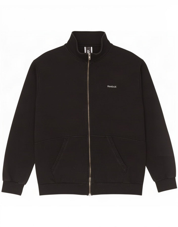 Reebok Giacca da tuta da uomo grande in cotone nero