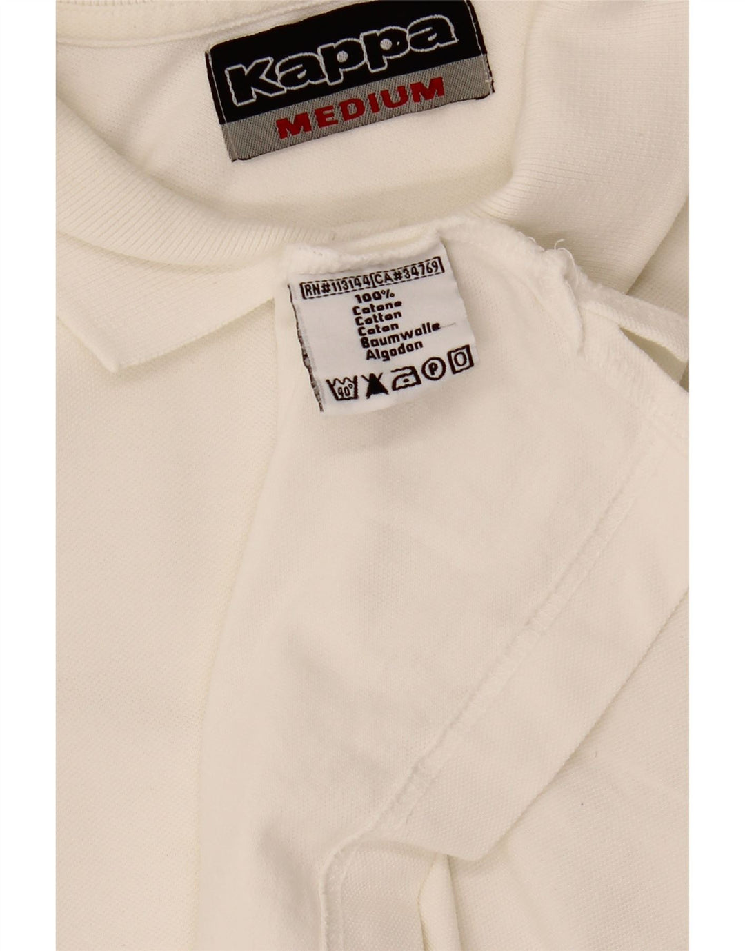 Kappa Mens Long Sleeve Polo Shirt Medium White Cotton