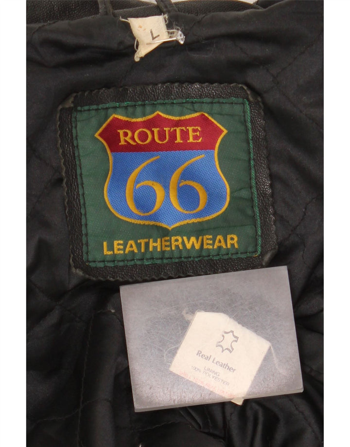 Route 66 Mens Leather Jacket UK 40 Large Black Leather