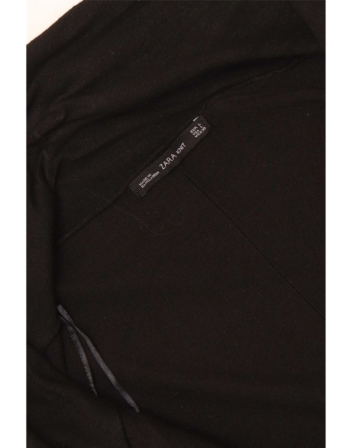 Zara Womens Open Cardigan Sweater UK 14 Large Black