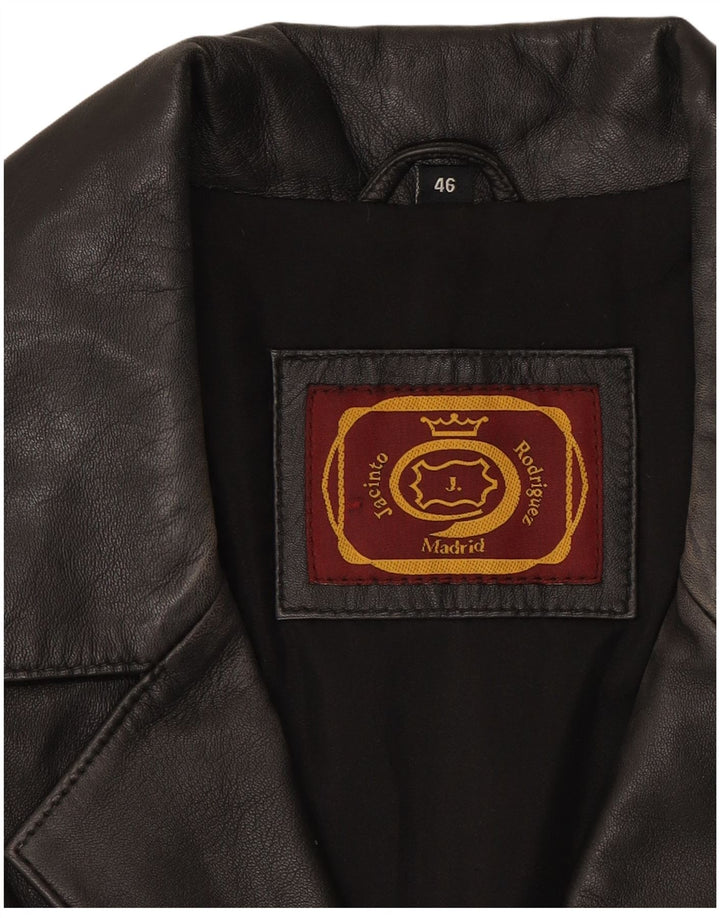 JACINTO RODRIGUEZ Womens Leather Coat EU 46 XL Black Leather