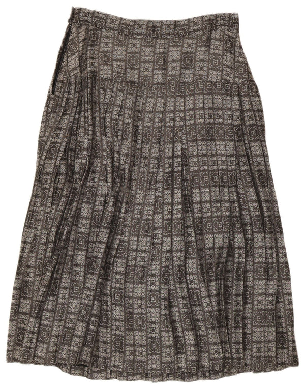 Vintage Womens Pleated A-Line Skirt IT 44 Medium W28 Grey Geometric Acetate