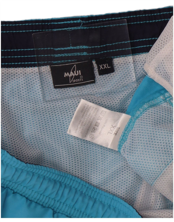 MAUI MAUI Mens Graphic Swimming Shorts 2XL  Blue Polyester