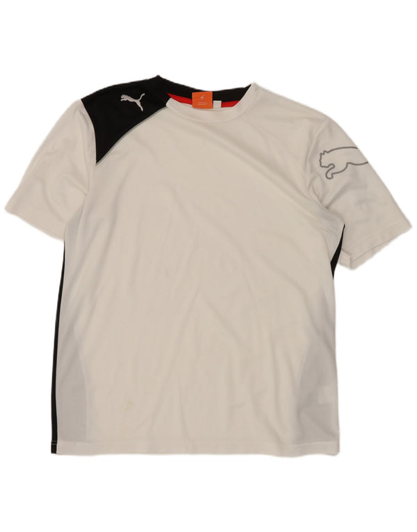 Męski T-shirt Puma z grafiką, mały, biały, z blokami kolorów