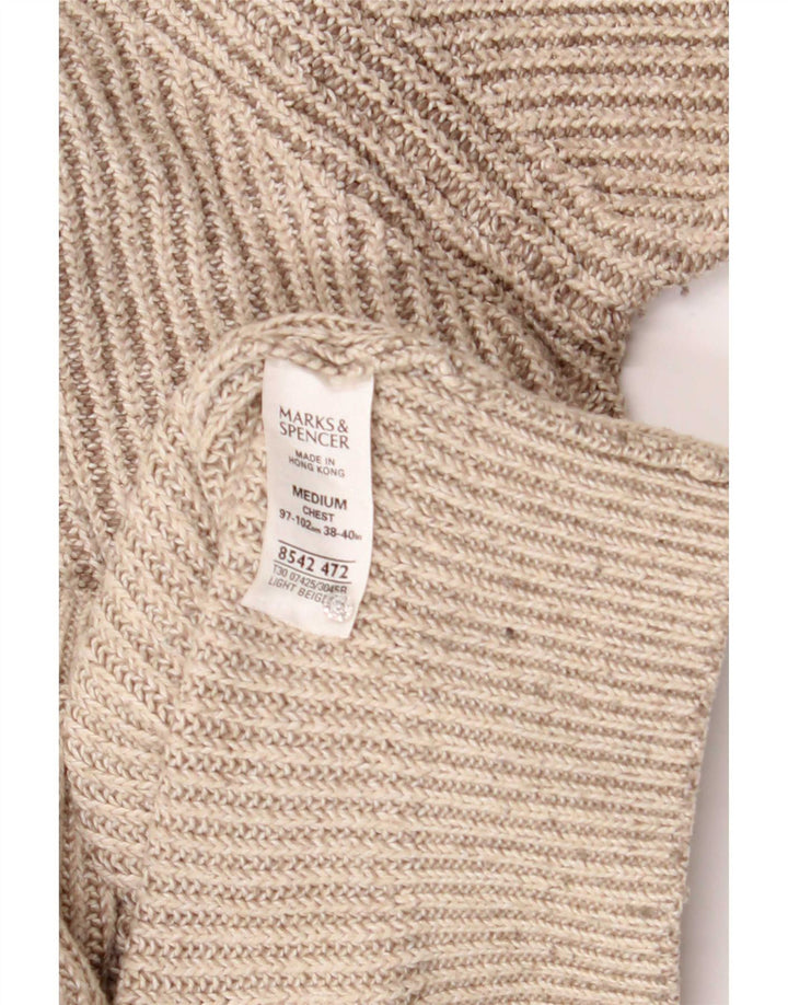 Marks & Spencer Mens Blue Harbour Zip Neck Jumper Sweater Medium Beige