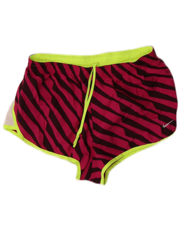 Nike Womens Dri Fit Sport Shorts UK 14 Medium Pink Striped Polyester