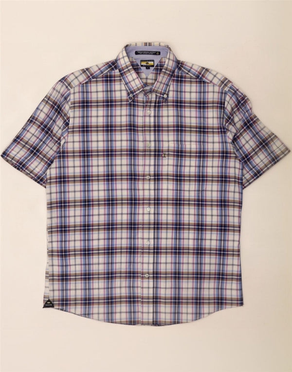 Navigare Mens Short Sleeve Shirt Large Blue Check Cotton