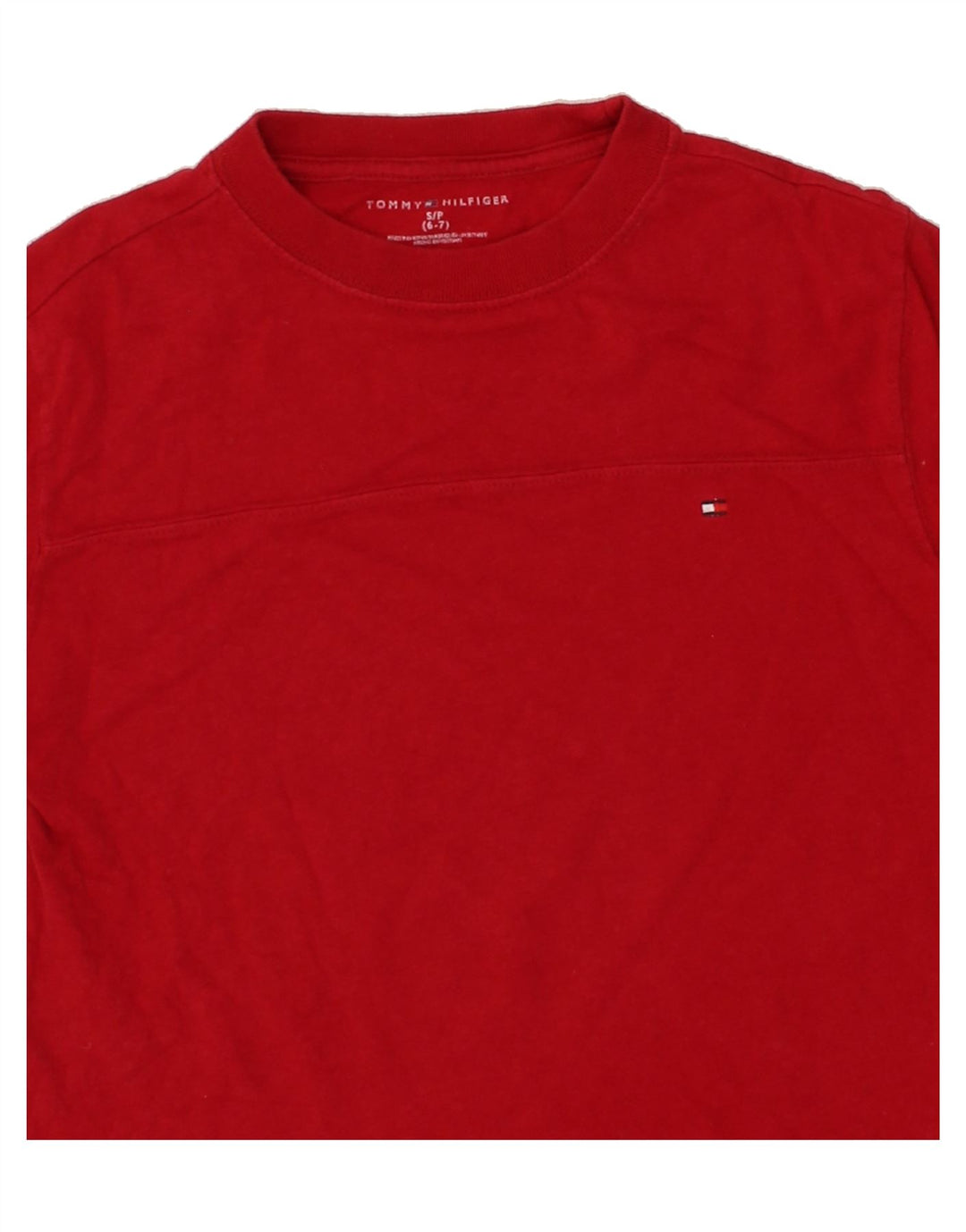 TOMMY HILFIGER Boys Top Long Sleeve 6-7 Years Small  Red Cotton Vintage Tommy Hilfiger and Second-Hand Tommy Hilfiger from Messina Hembry 