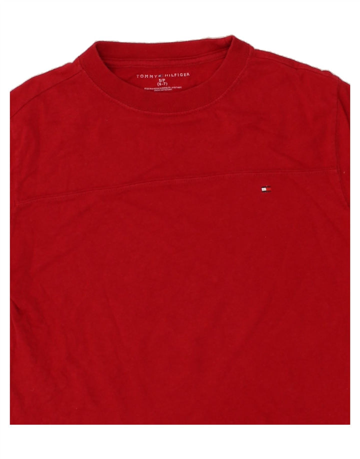 TOMMY HILFIGER Boys Top Long Sleeve 6-7 Years Small  Red Cotton Vintage Tommy Hilfiger and Second-Hand Tommy Hilfiger from Messina Hembry 